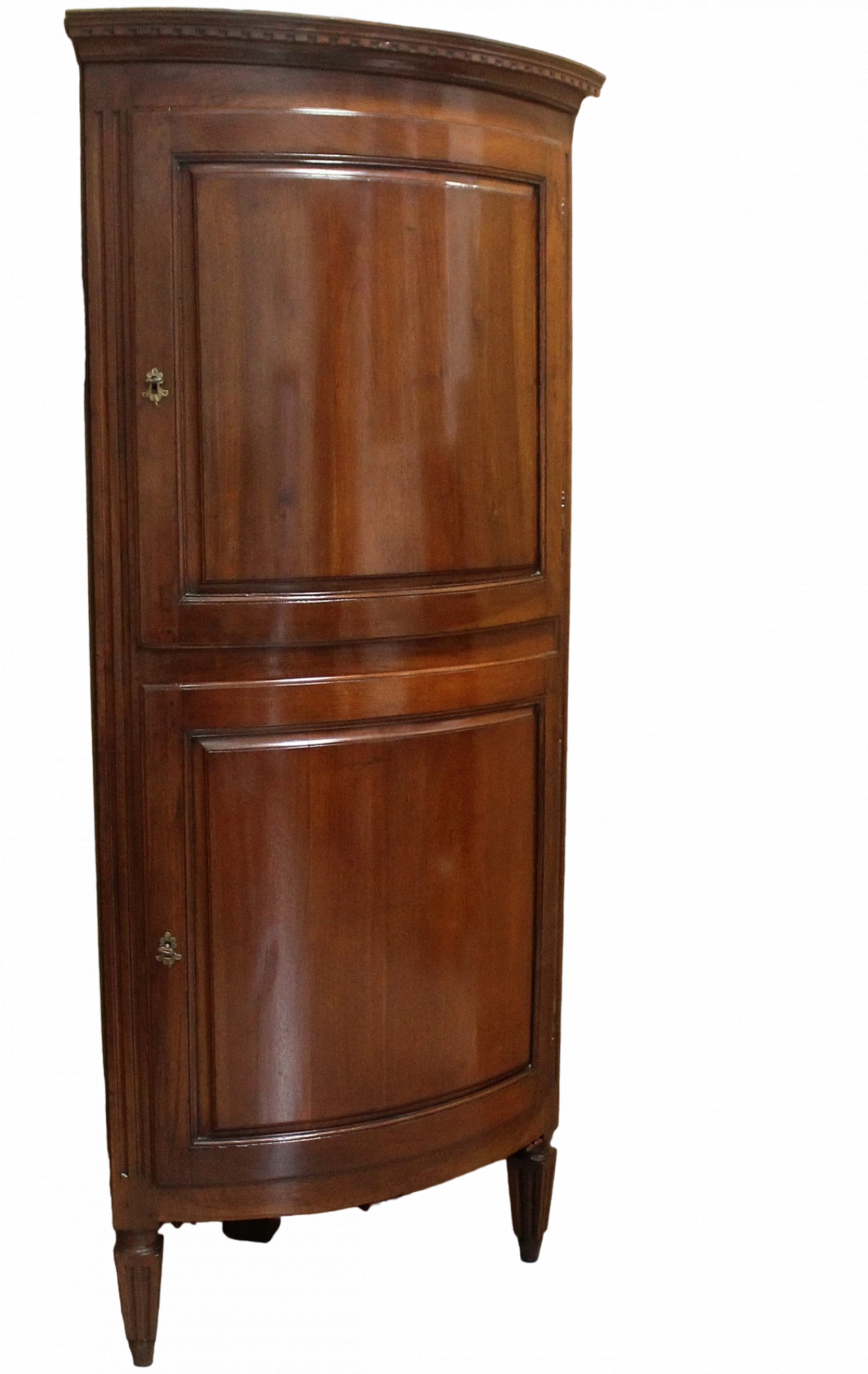Louis XVI rounded solid walnut corner cabinet, 18th century 2