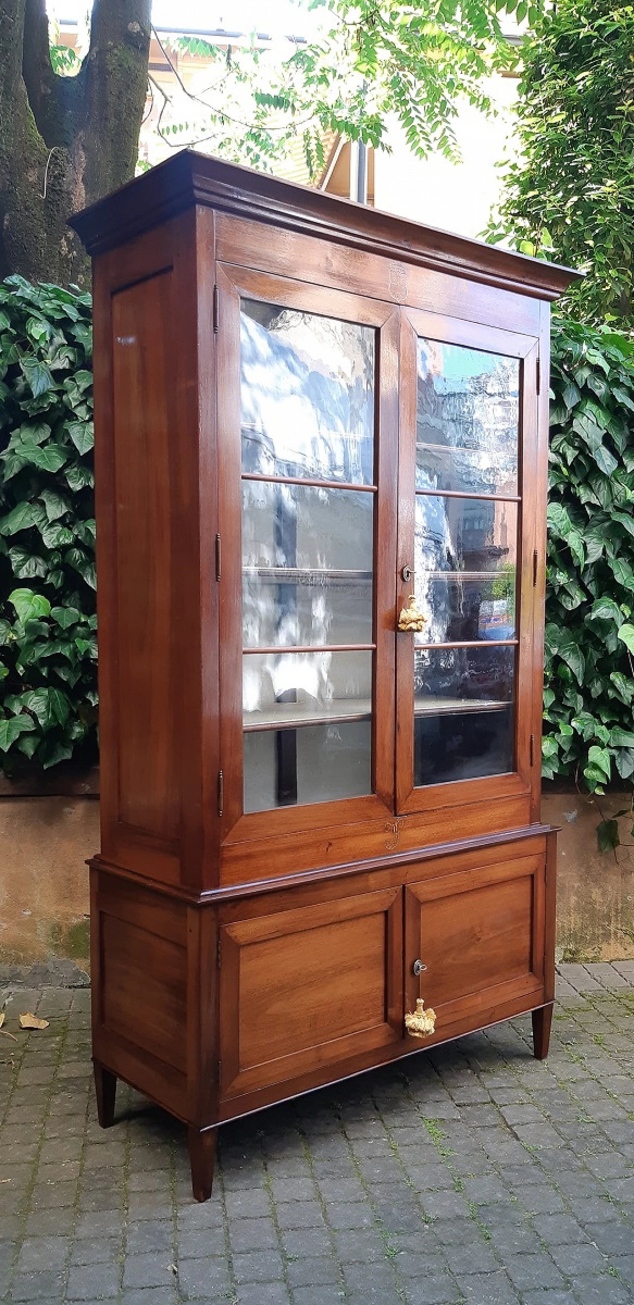 Emilian Louis XVI double-body walnut display cabinet, 18th century 6