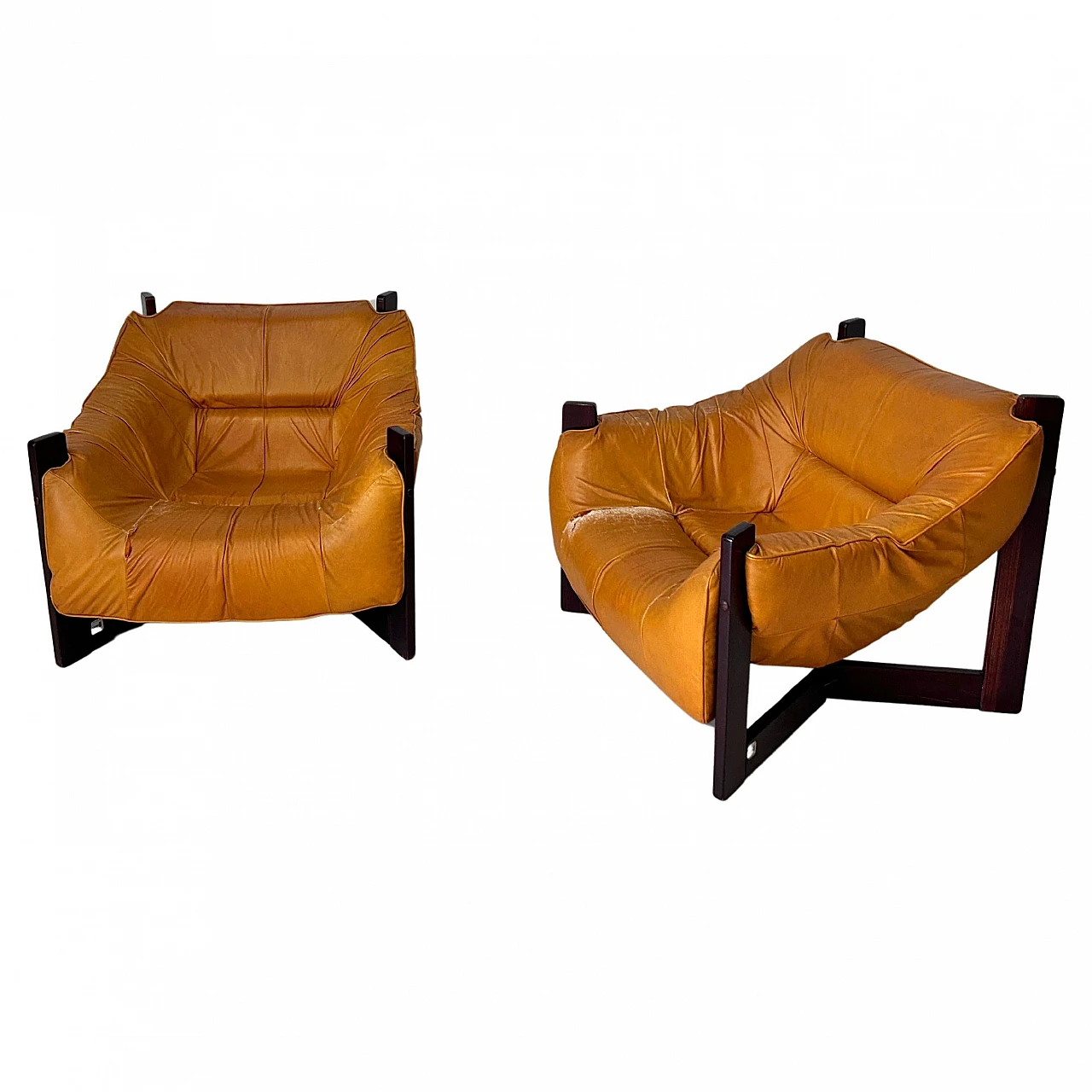 Pair of leather armchairs by Percival Lafer, 1970s 1