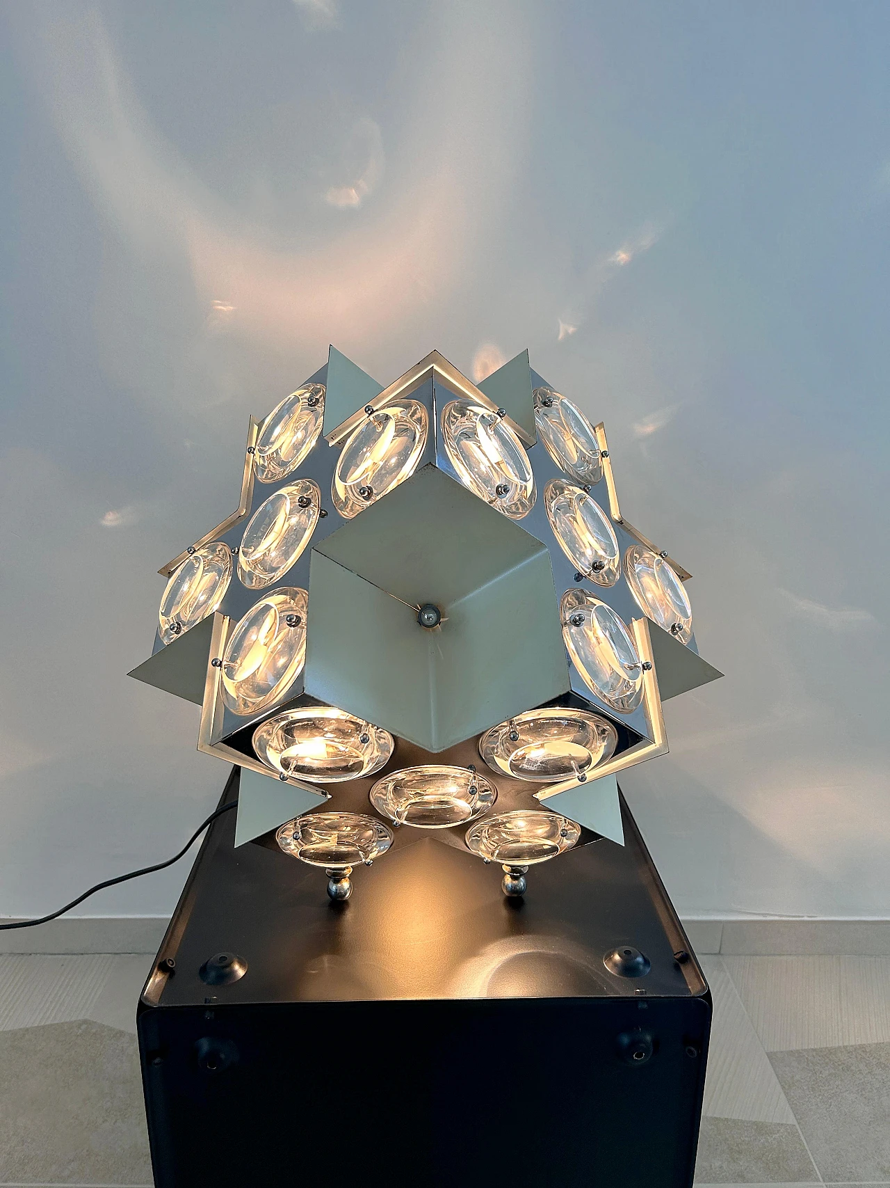 Steel and glass table lamp by Oscar Torlasco, 1970s 2