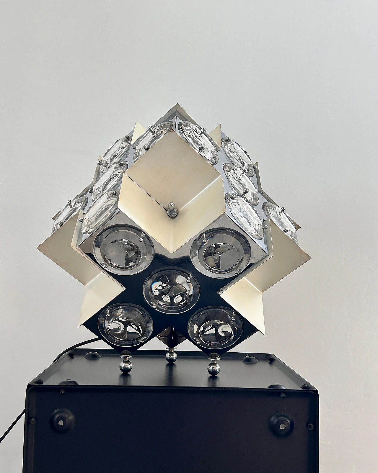 Steel and glass table lamp by Oscar Torlasco, 1970s 6