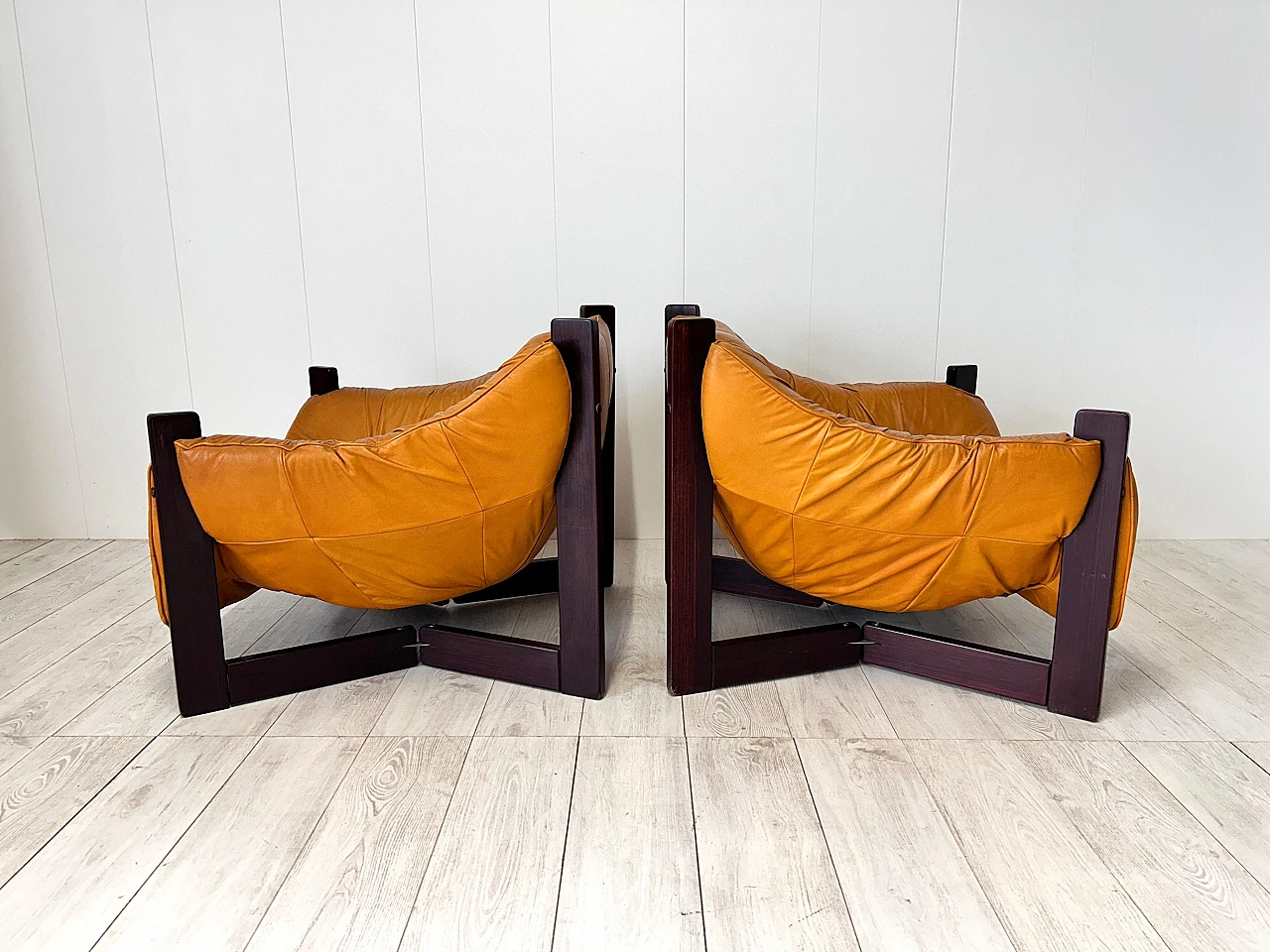 Pair of leather armchairs by Percival Lafer, 1970s 10