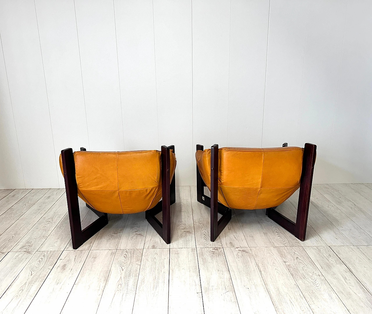 Pair of leather armchairs by Percival Lafer, 1970s 11