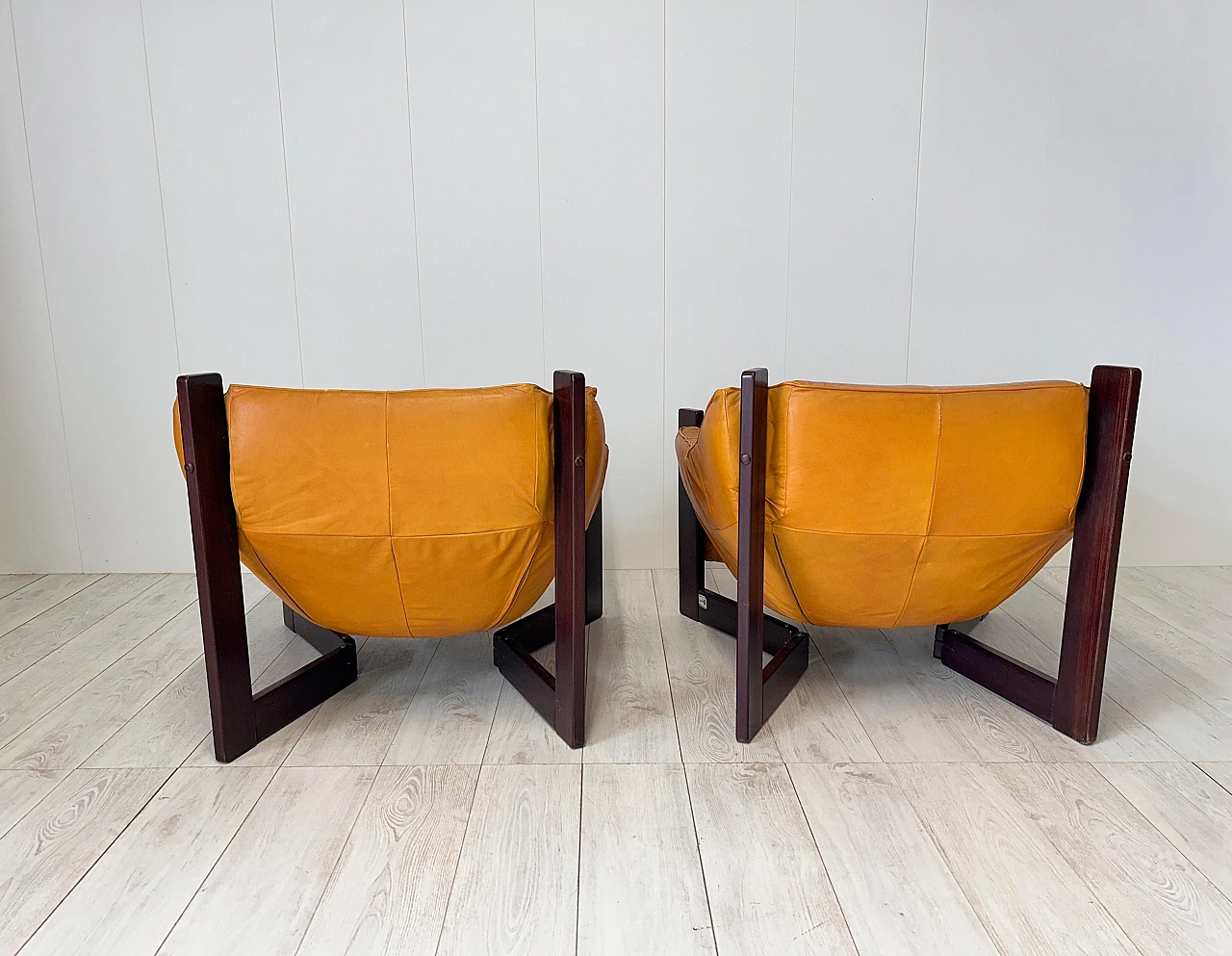 Pair of leather armchairs by Percival Lafer, 1970s 12