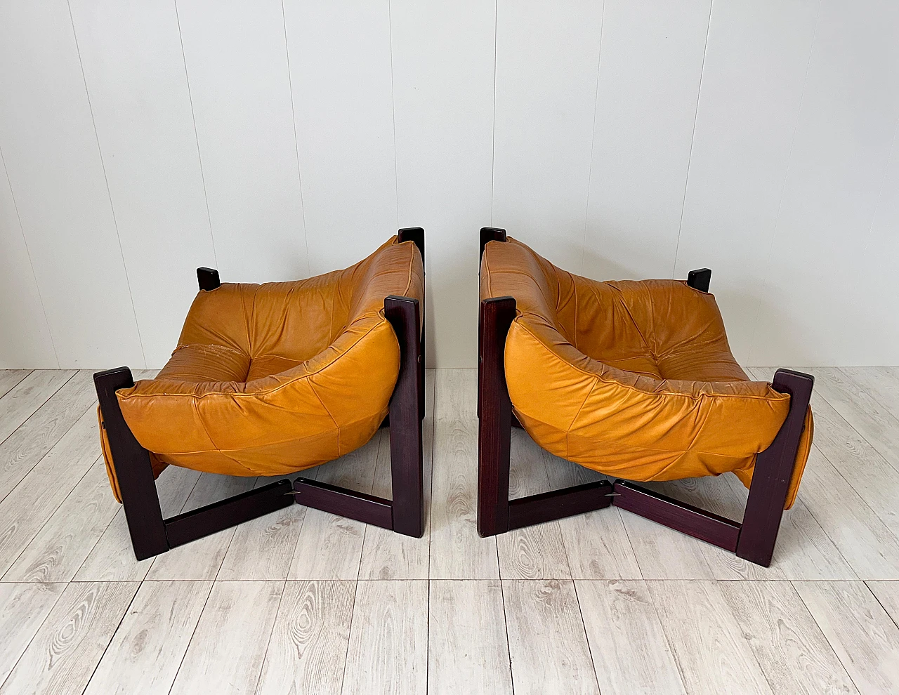 Pair of leather armchairs by Percival Lafer, 1970s 14