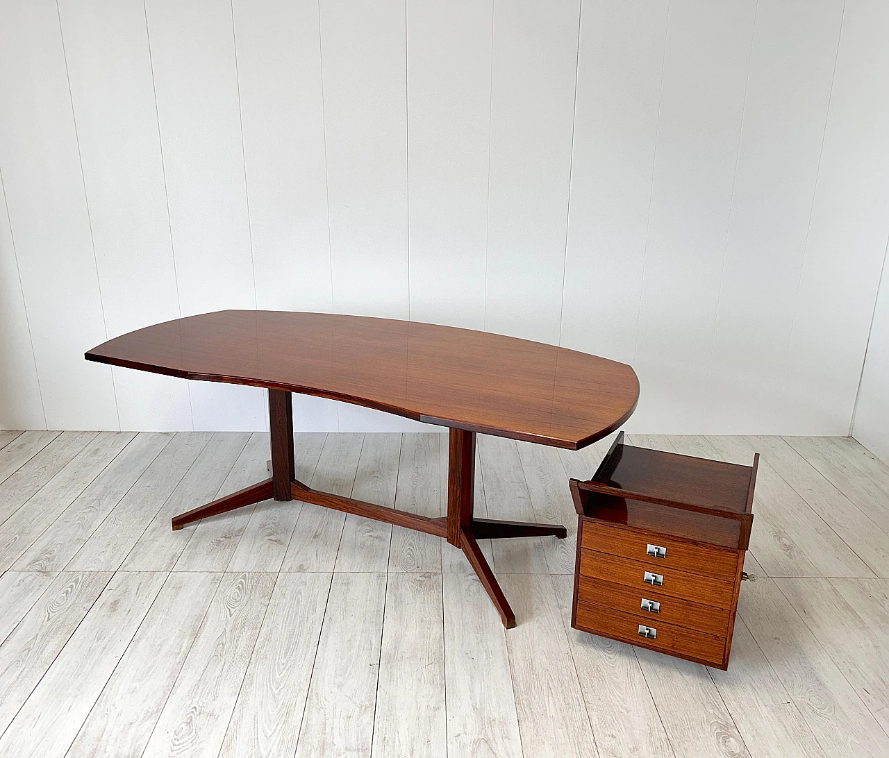 TL22 desk & chest of drawers in wood by Albini & Helg for Poggi, 1958 2