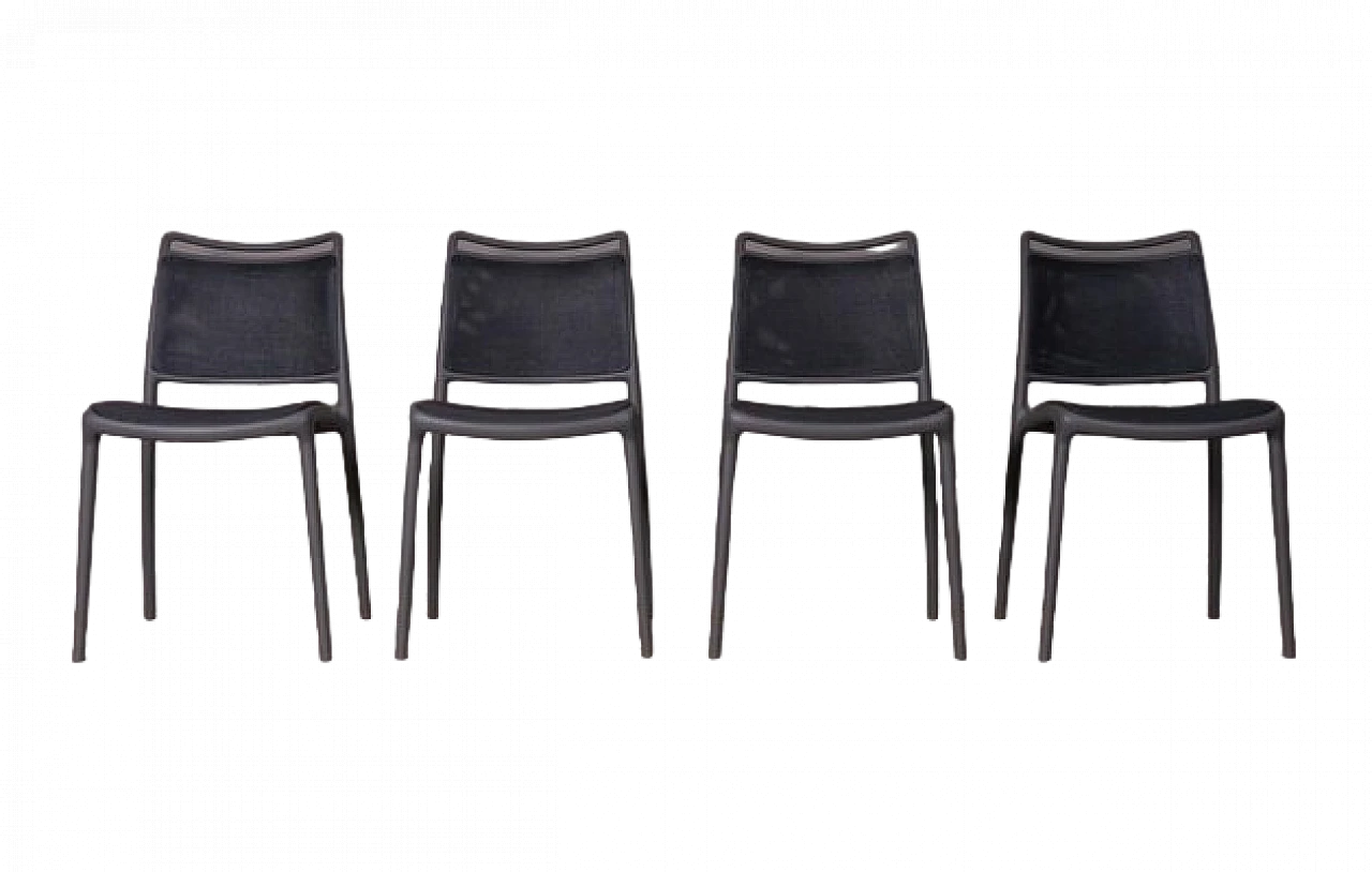 4 Black and grey polycarbonate chairs, 1980s 8