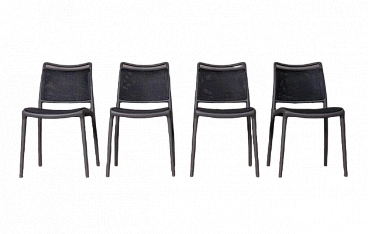 4 Black and grey polycarbonate chairs, 1980s