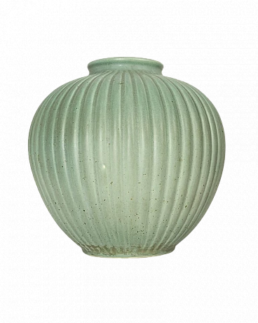 Green ceramic vase by G. Gariboldi for Richard Ginori, 1950s