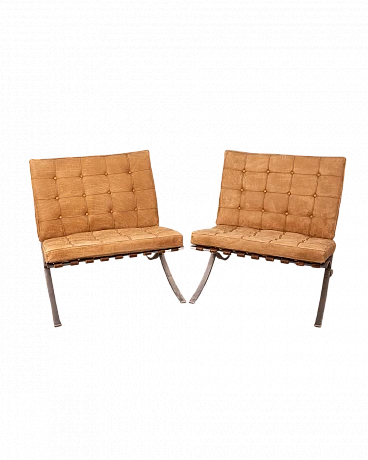 Pair of Barcelona armchairs attributed to L. M. Van Der Rohe, 1970s