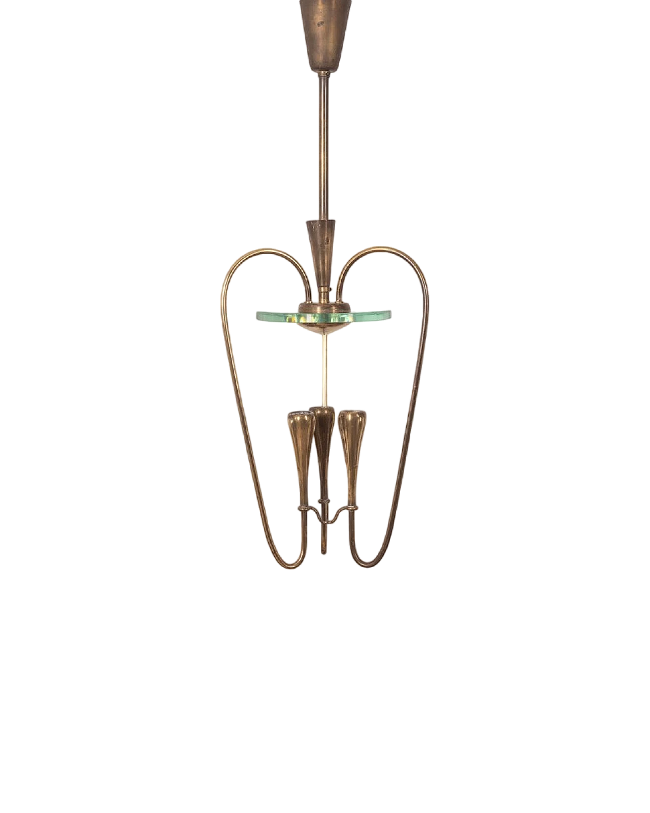 Ceiling lamp in brass & crystal by P. Chiesa for Fontana Arte, 1940s 11