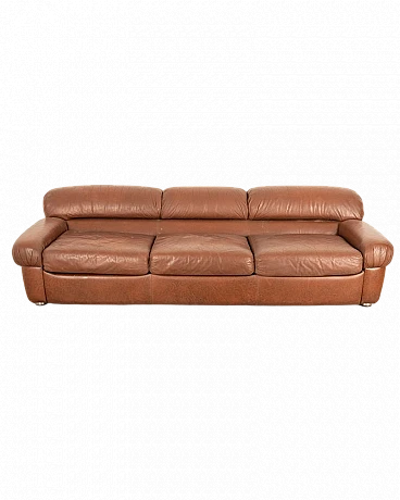 Soften brown leather sofa by Rossi di Albizzate, 1970s