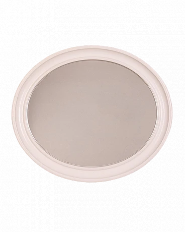 Oval wall mirror in white plastic by Carrara Matta, 1970s