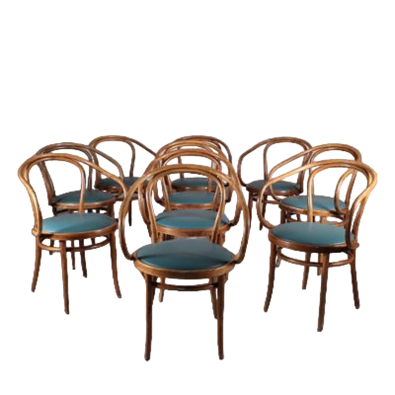 10 Wooden chairs by Thonet, 1930s 12