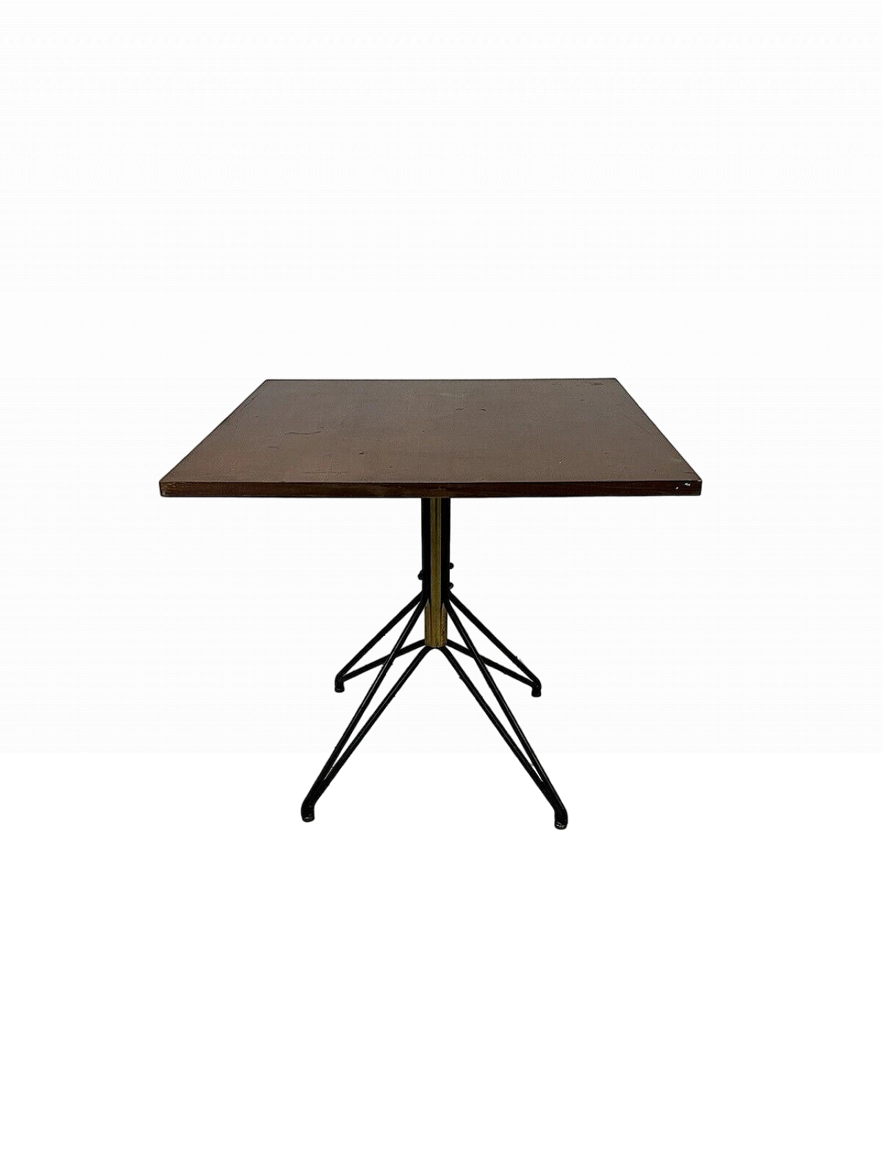 Square metal, brass and wood table by ISA Bergamo, 1960s 2