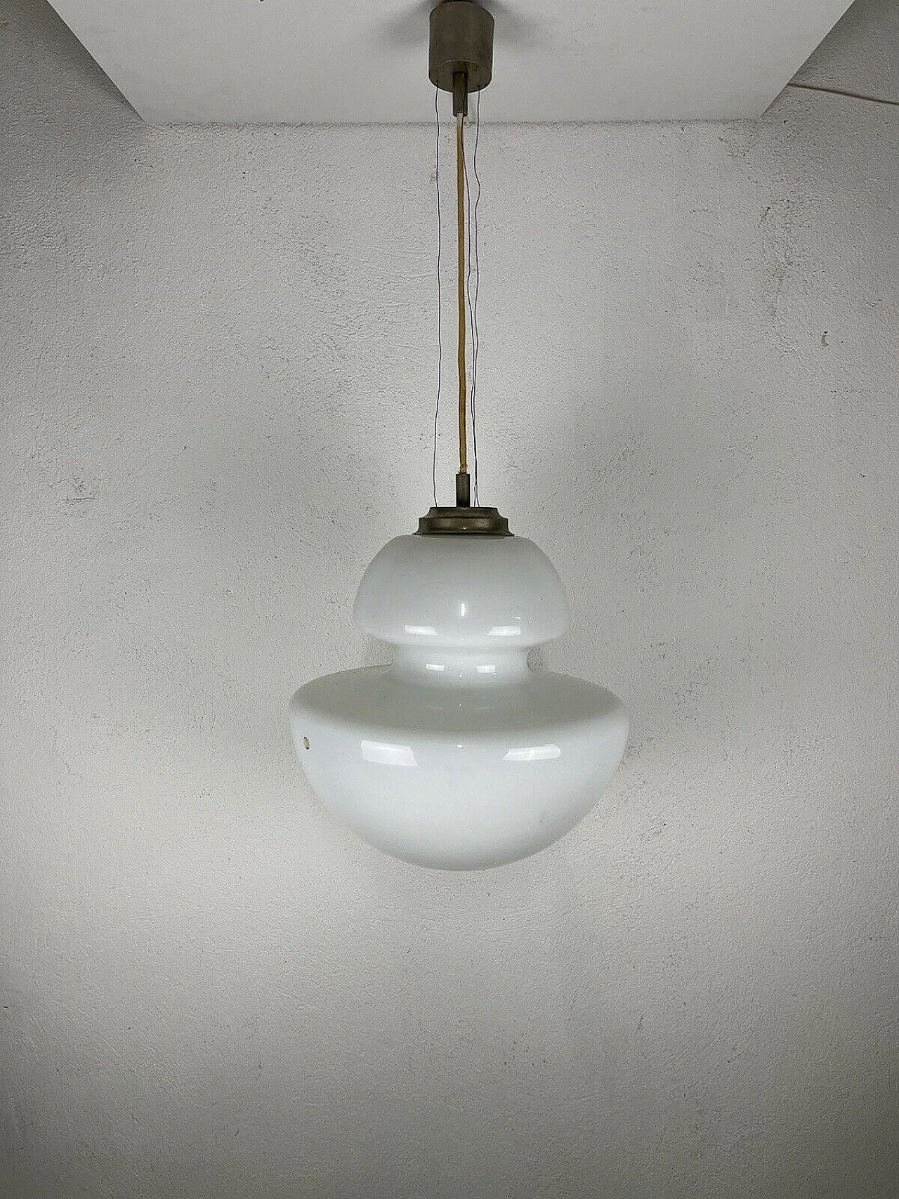 Lampadario in vetro e ottone di Stilnovo, anni '60 1