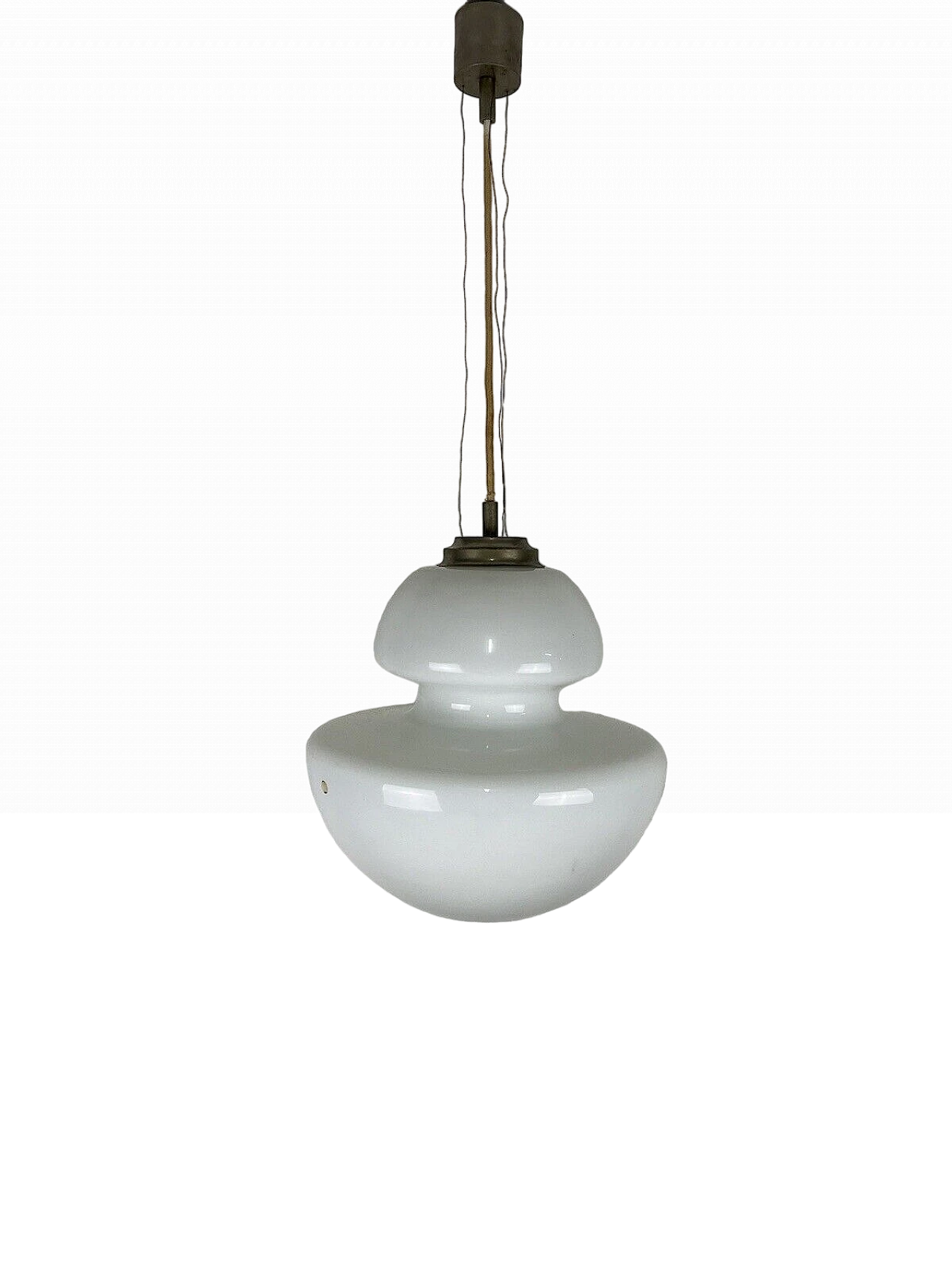 Lampadario in vetro e ottone di Stilnovo, anni '60 2