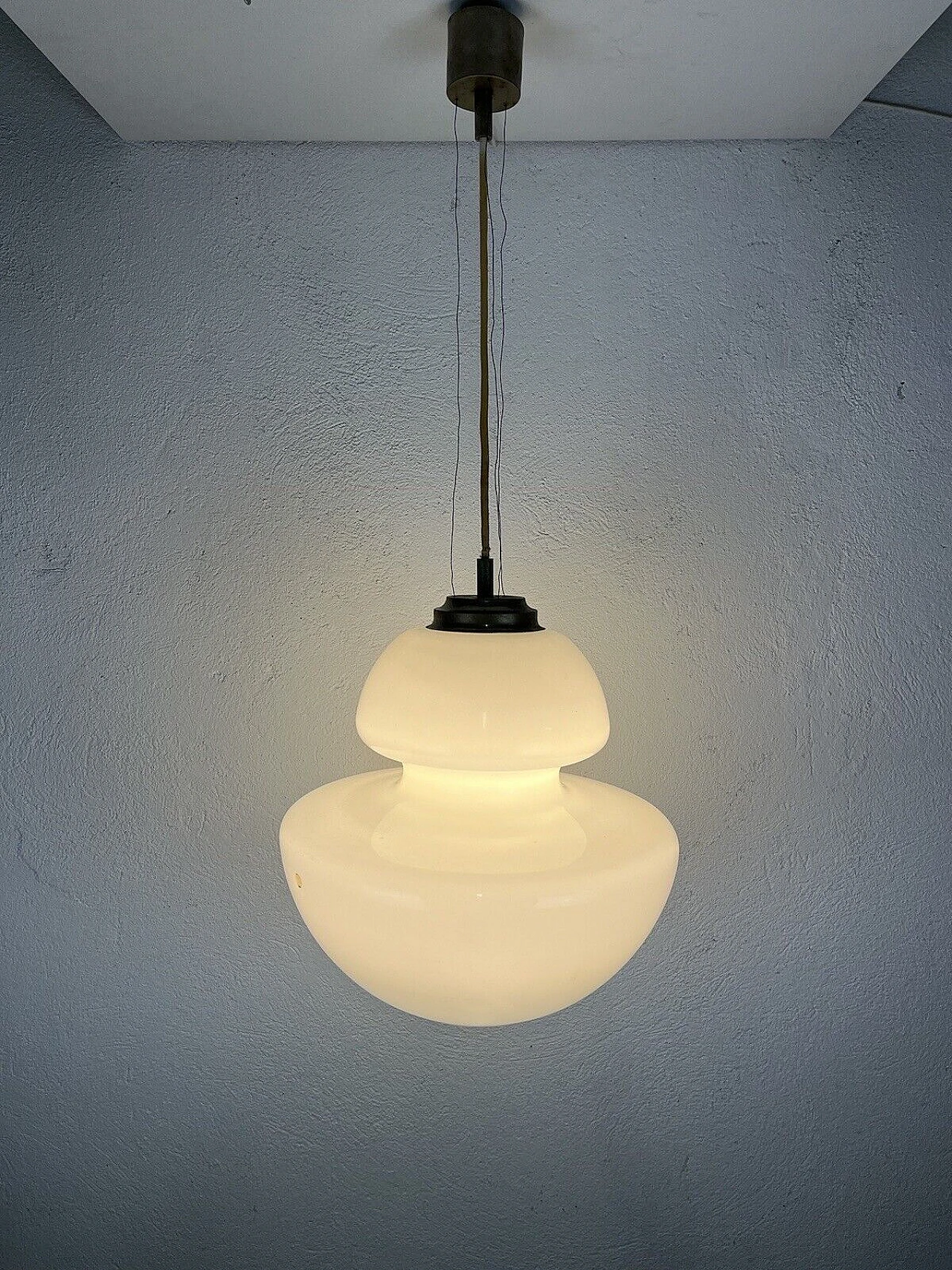 Lampadario in vetro e ottone di Stilnovo, anni '60 3