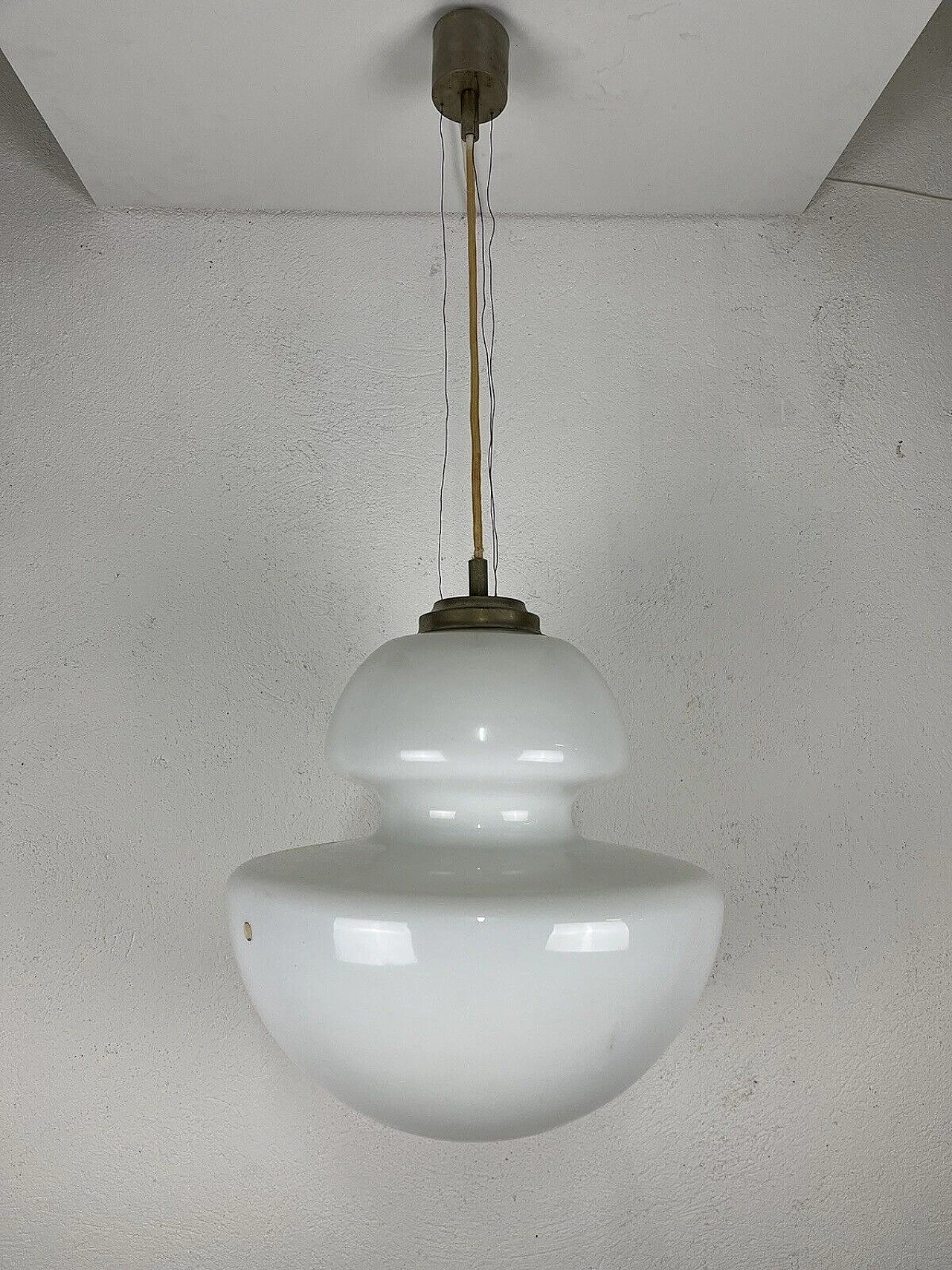 Lampadario in vetro e ottone di Stilnovo, anni '60 9