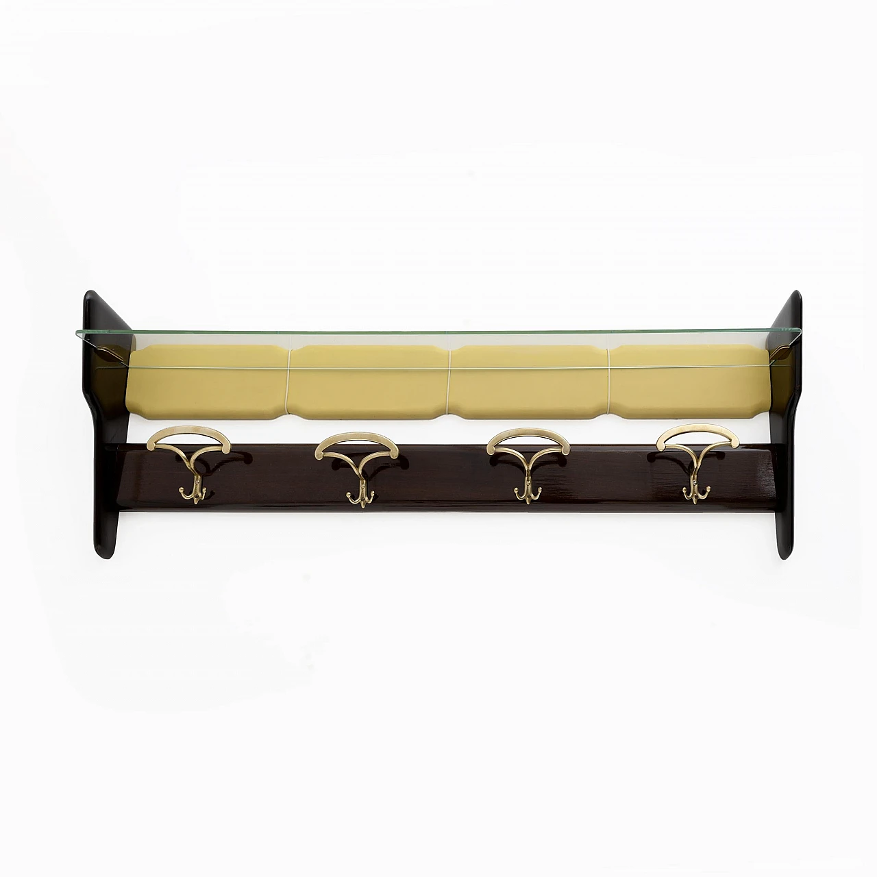 Wall clothes hanger in wood & leatherette attributed to Parisi, 1950s 5