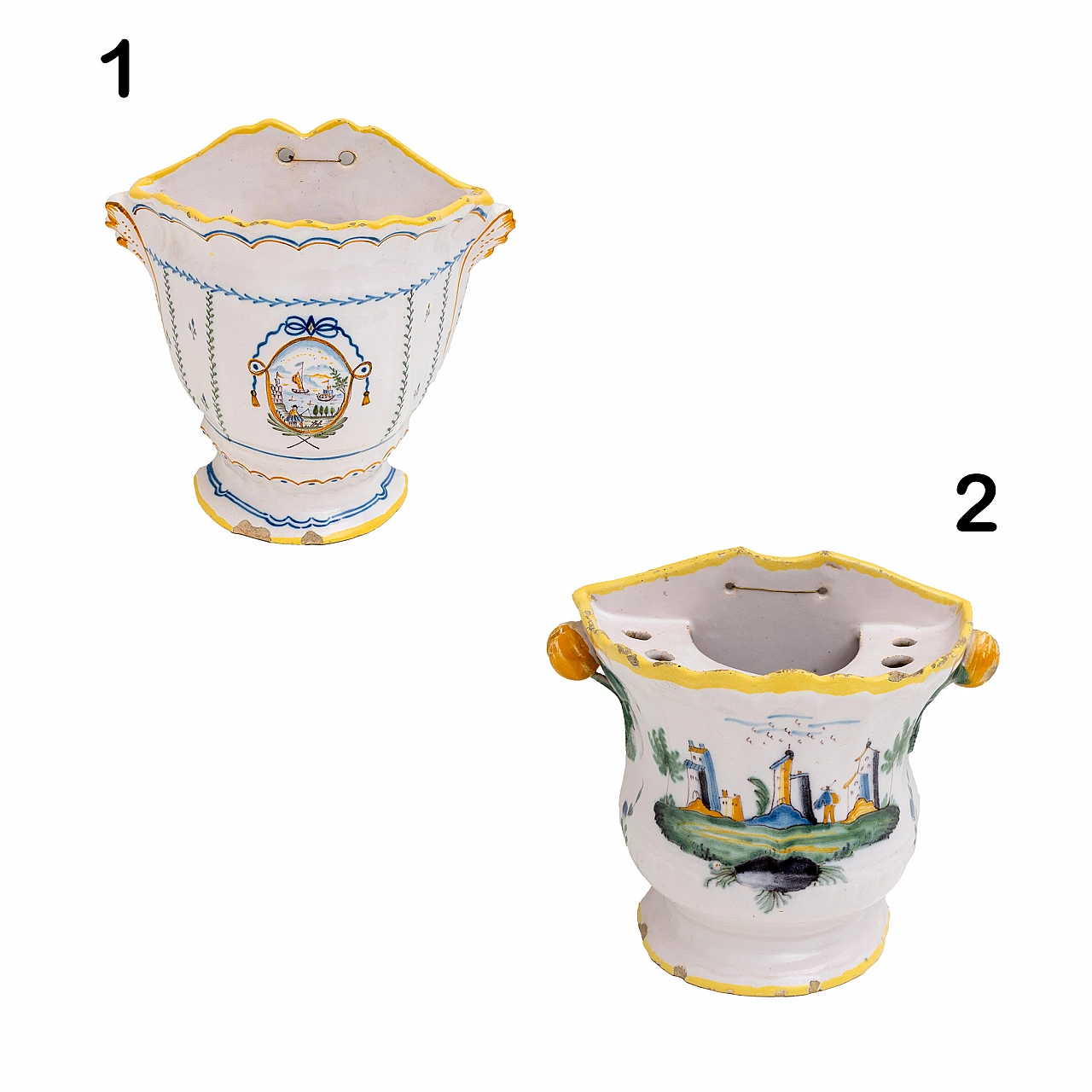 Provençal polychrome majolica planter, 18th century 1