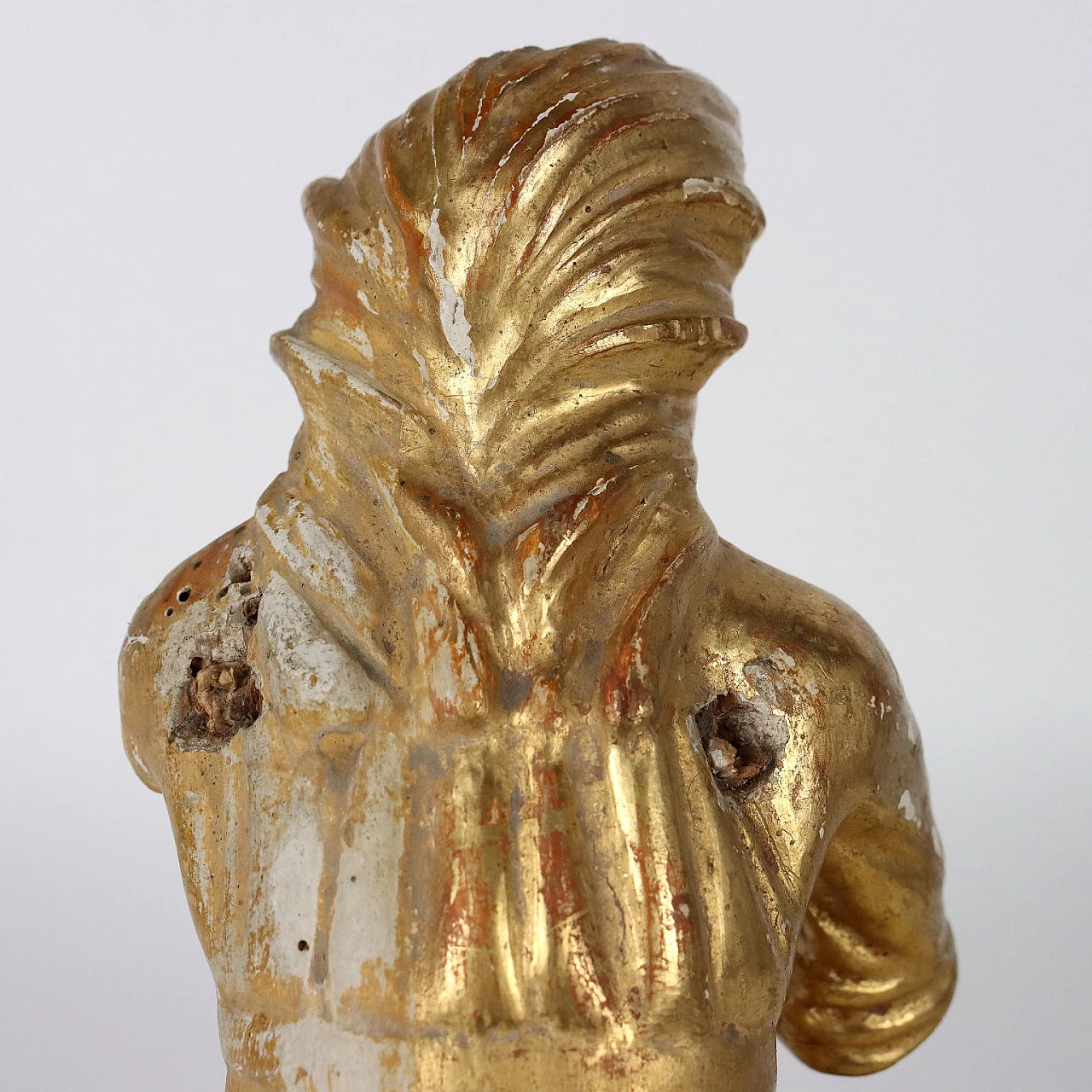 Angel, gilded and silver-plated carved wooden sculpture, 19th century 7