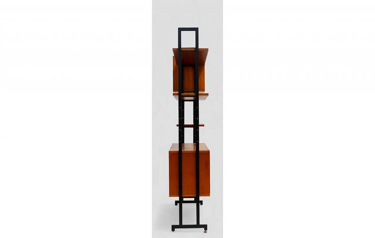 Modular bookcase in wood and metal, 1960s 4