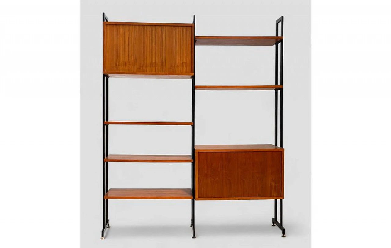 Modular bookcase in wood and metal, 1960s 5