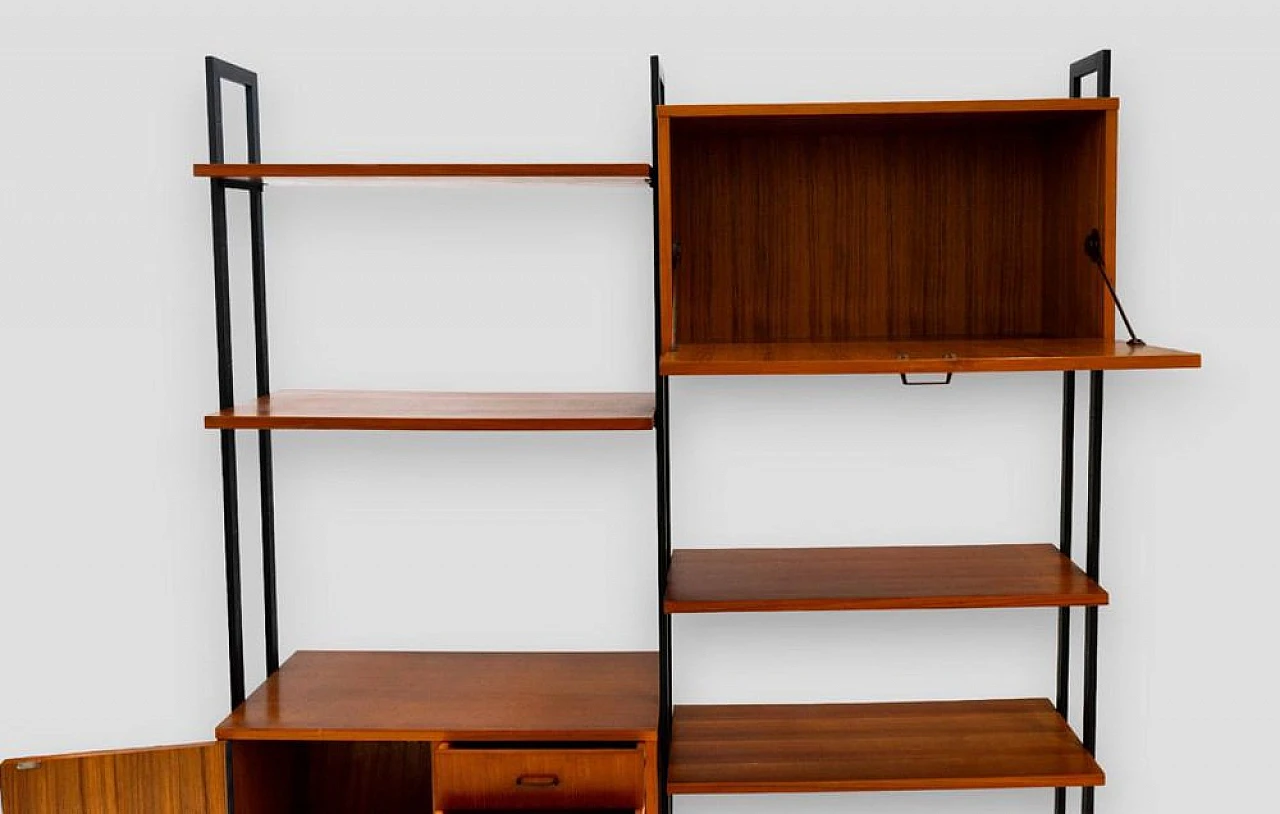 Modular bookcase in wood and metal, 1960s 6