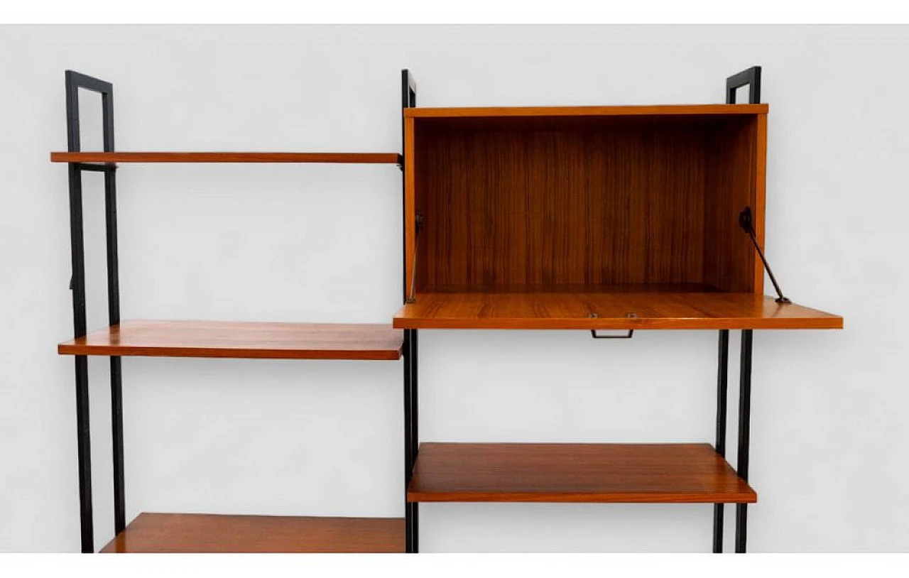 Modular bookcase in wood and metal, 1960s 7