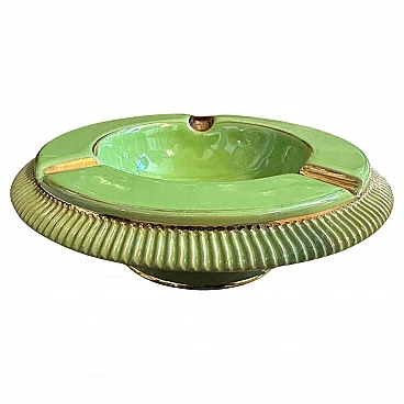 Green and gold ceramic ashtray by La Colonnata, 1950s