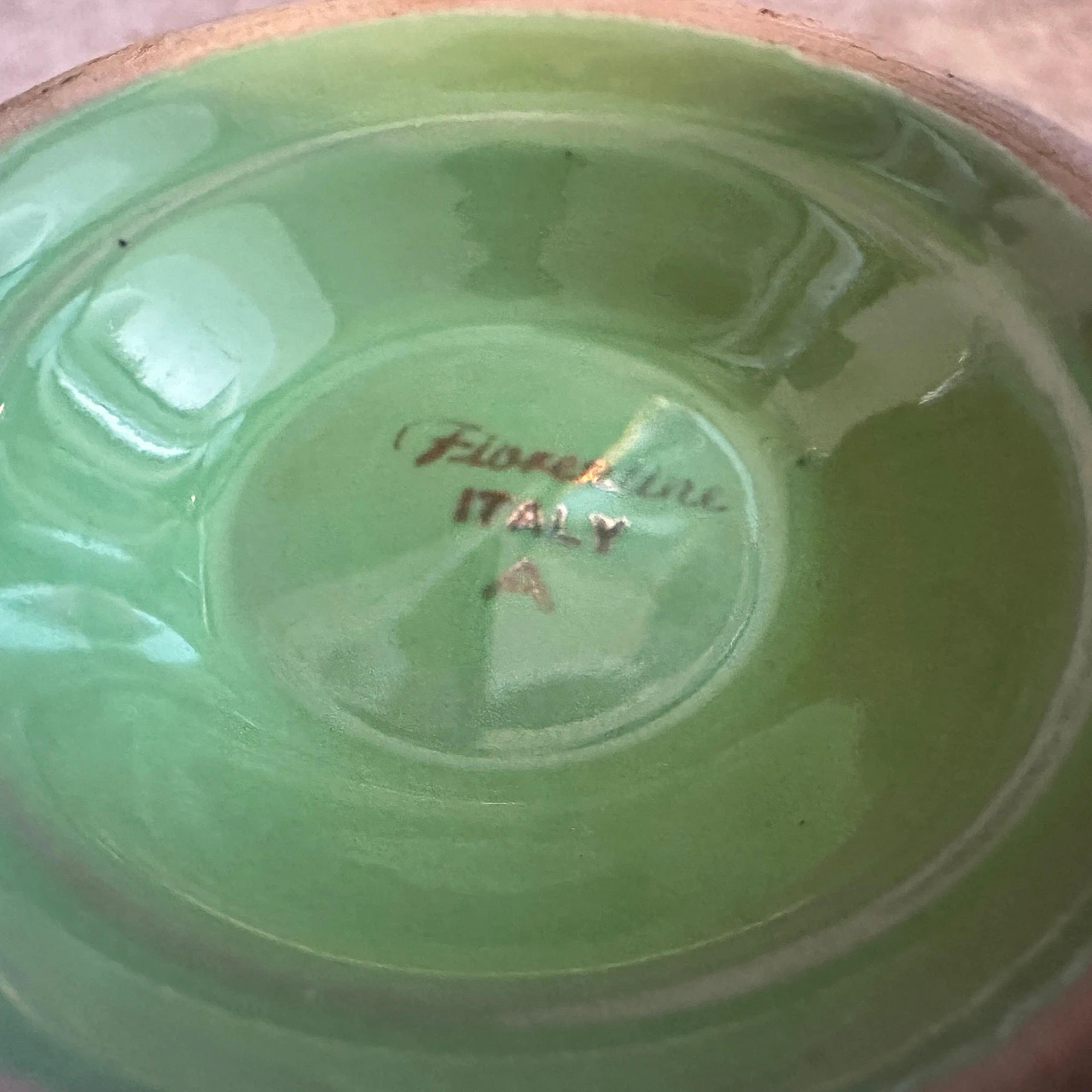 Green and gold ceramic ashtray by La Colonnata, 1950s 5