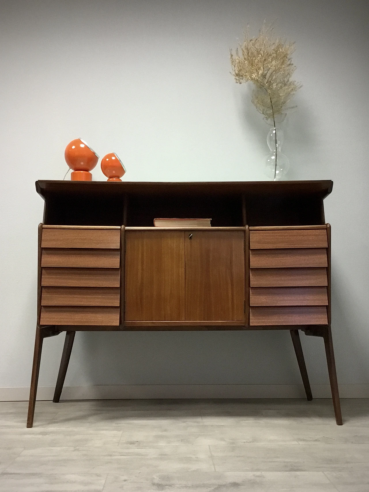 Teak and aqua green formica sideboard by Vittorio Dassi, 1950s 2