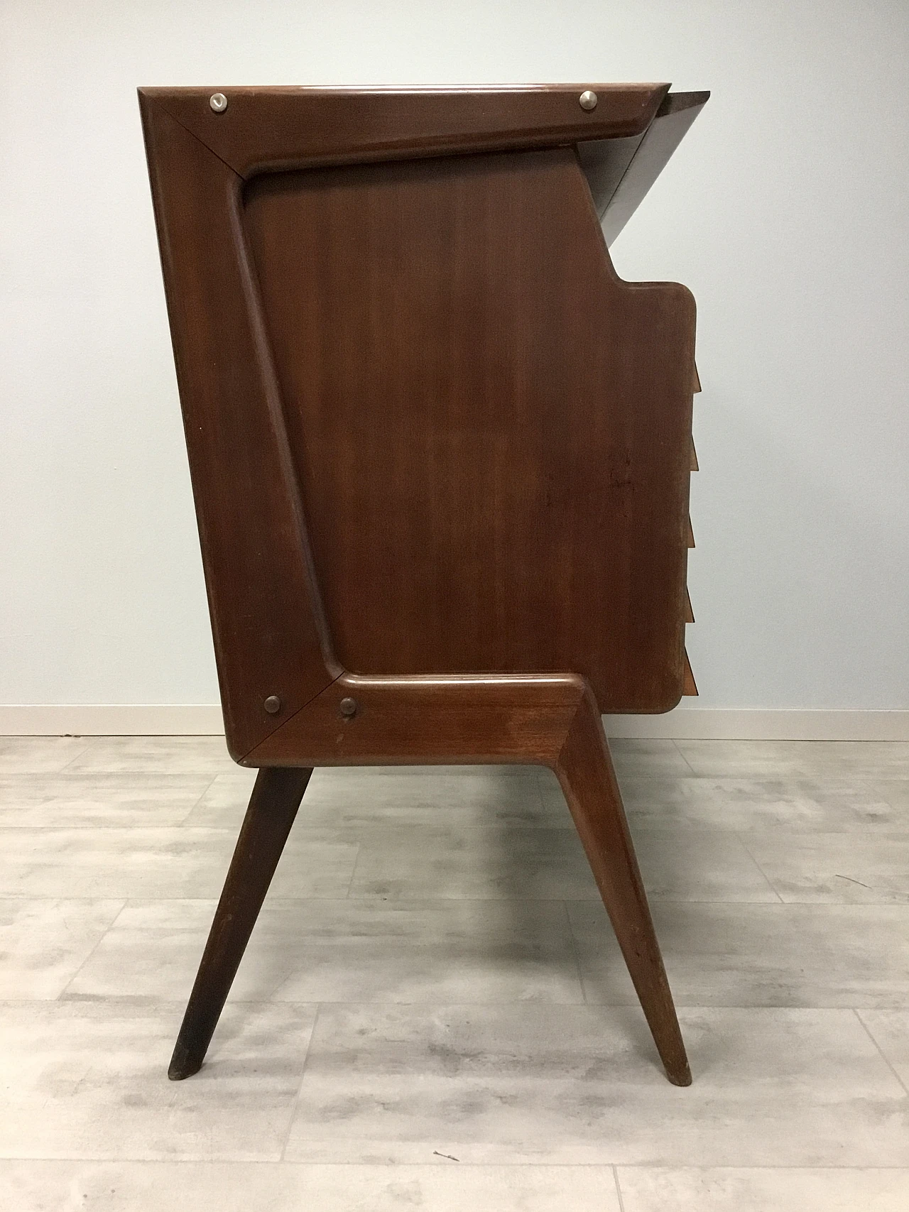 Credenza in teak e formica verde acqua di Vittorio Dassi, anni '50 10