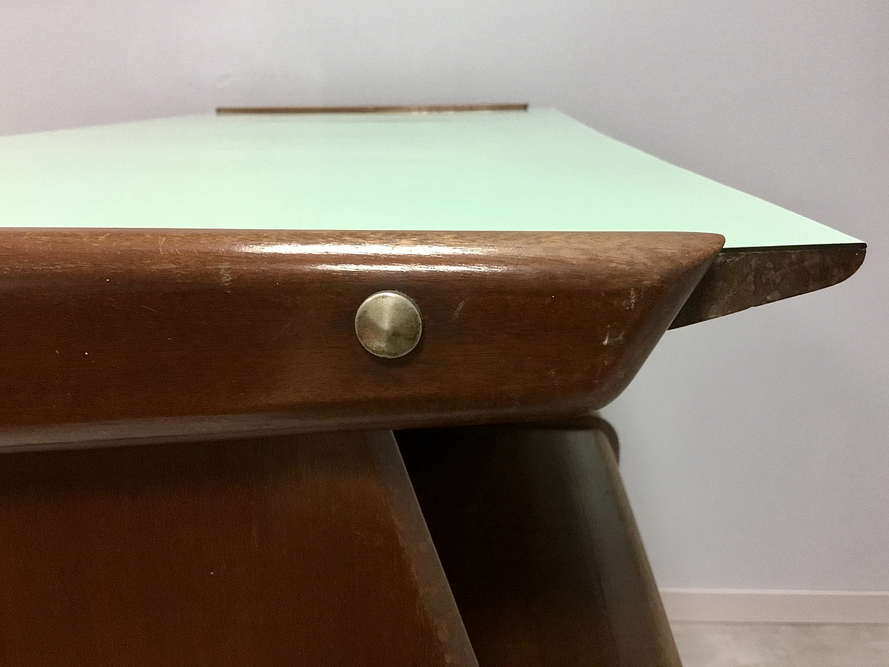 Teak and aqua green formica sideboard by Vittorio Dassi, 1950s 12