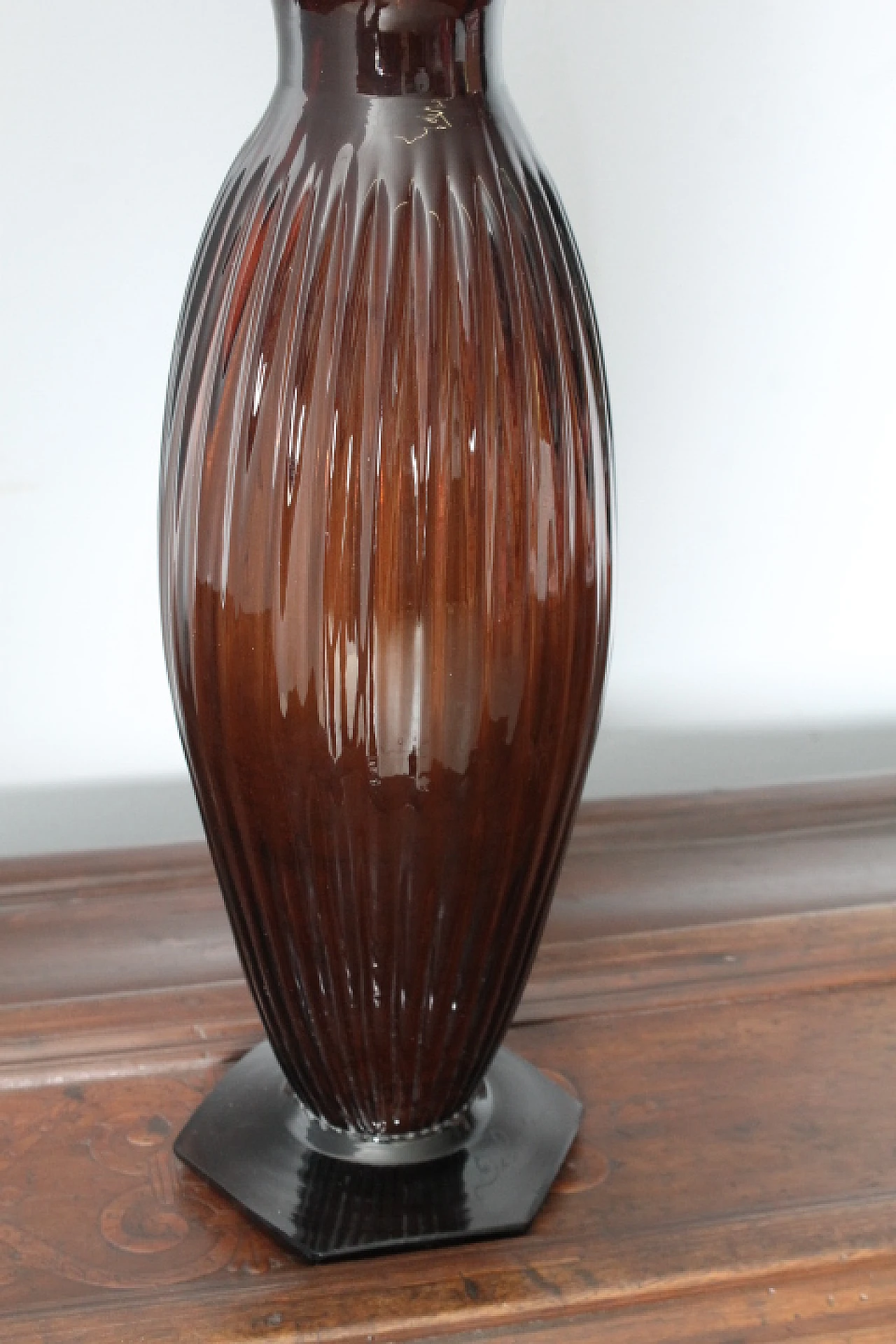 Art Deco amber glass vase by André Delatte, 1930s 3