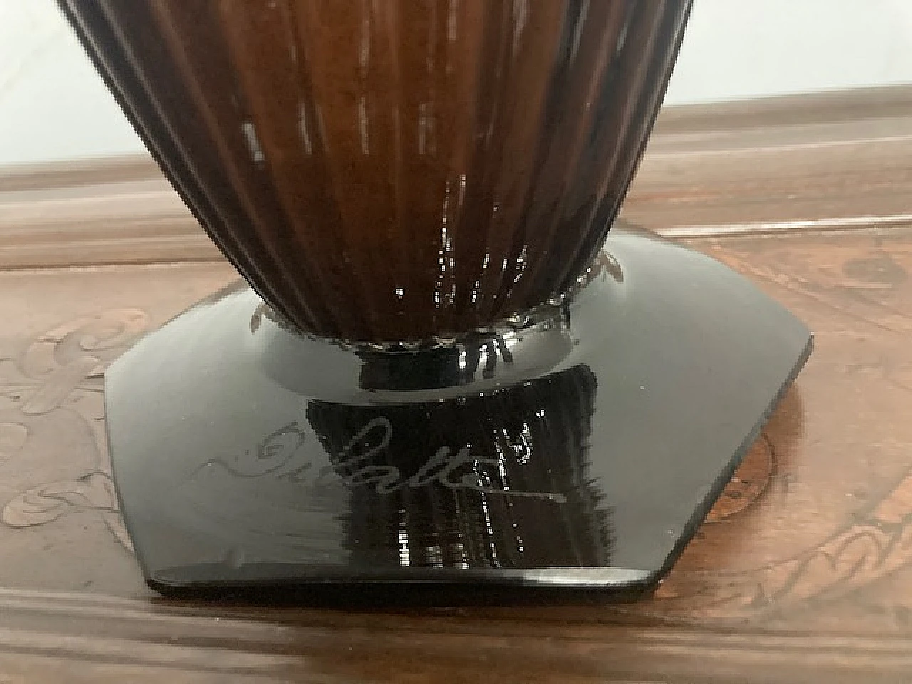 Vaso Art Déco in vetro ambrato di André Delatte, anni '30 9