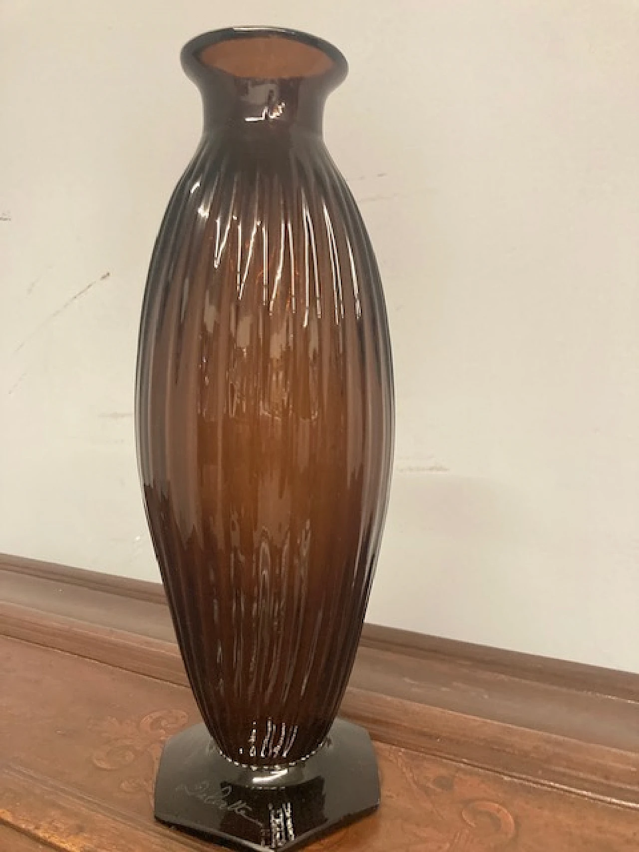 Art Deco amber glass vase by André Delatte, 1930s 10