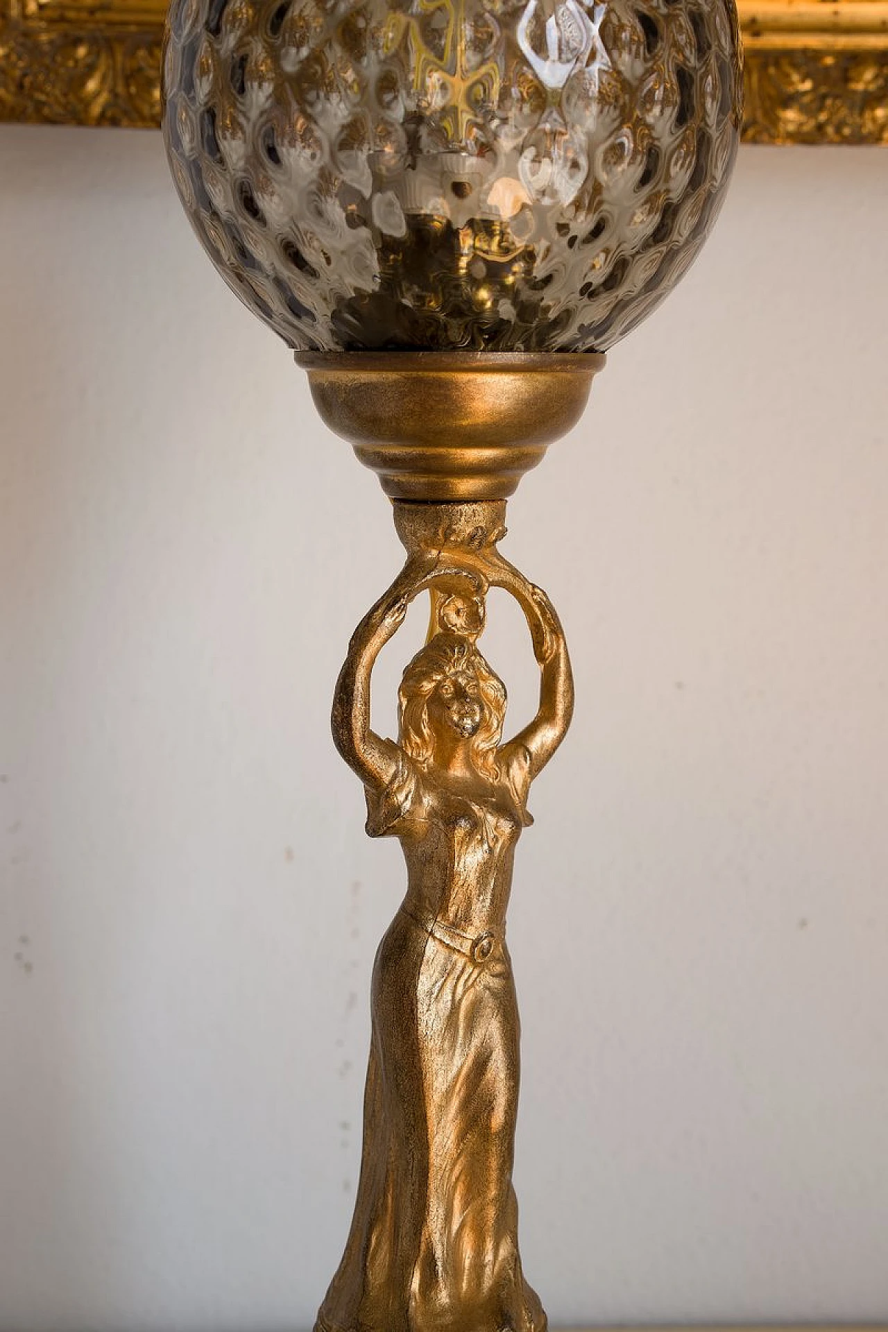 Art Nouveau table lamp with crystal sphere, early 20th century 9