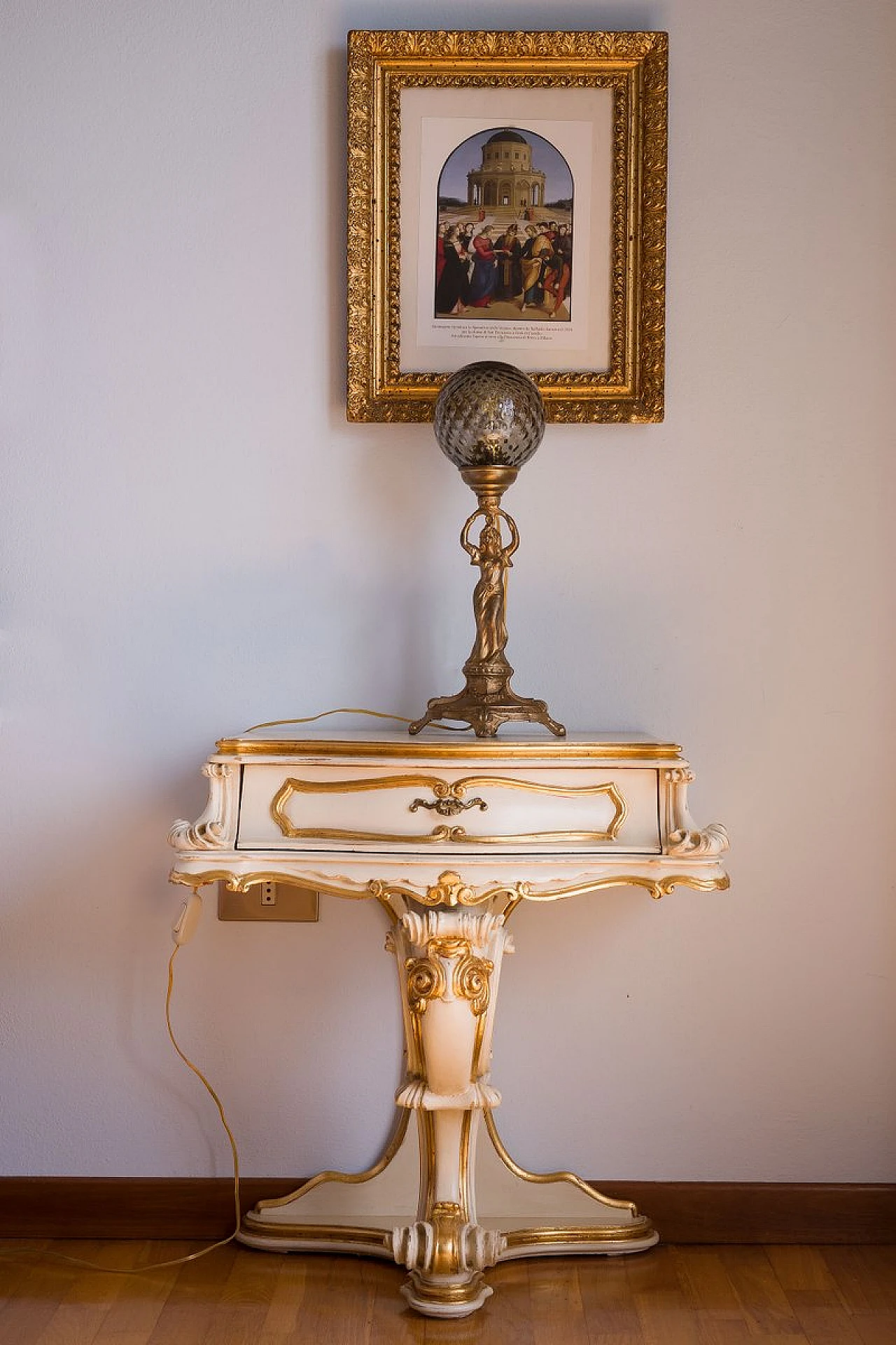 Art Nouveau table lamp with crystal sphere, early 20th century 11