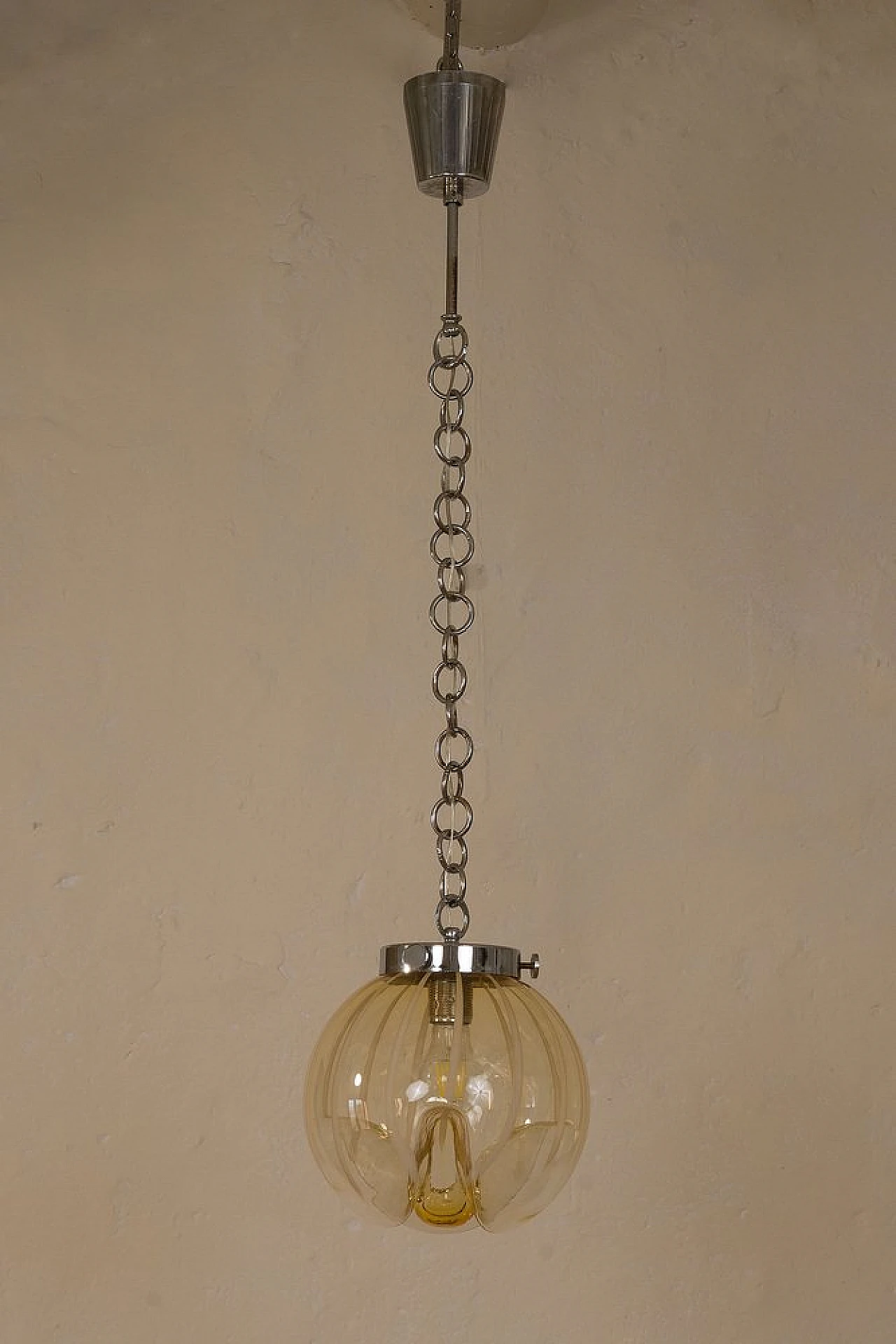 Lampada a sospensione in vetro soffiato di Murano, anni '70 1