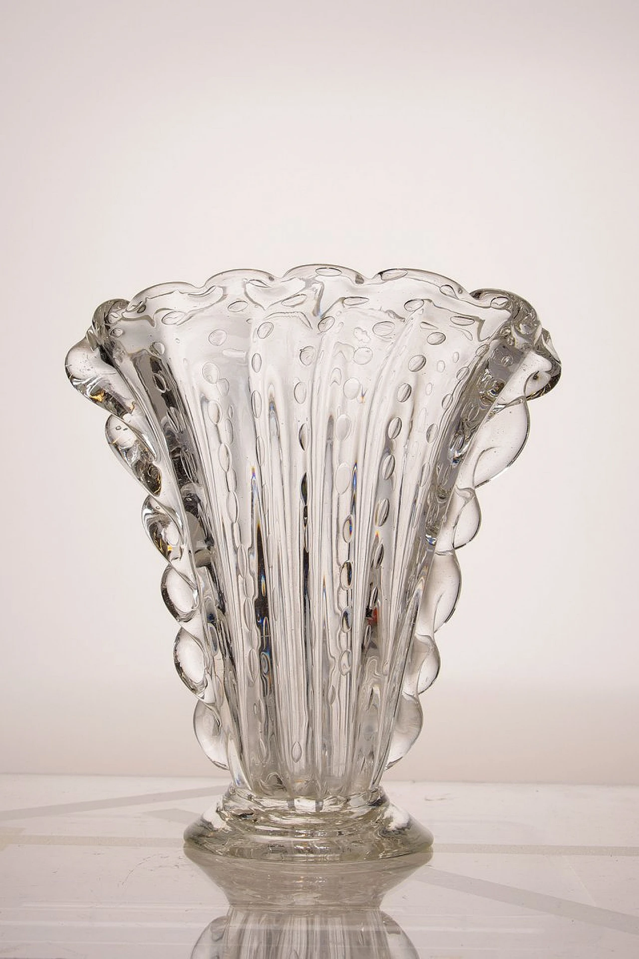 Murano crystal vase by Barovier for Barovier & Toso, 1930s 4