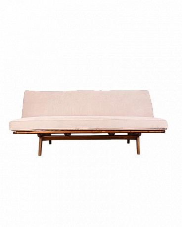 Danish sofa with teak frame and grey fabric, 1960s