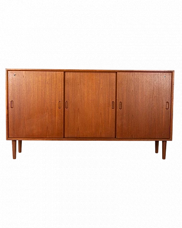 Danish teak sideboard with three sliding doors, 1970s