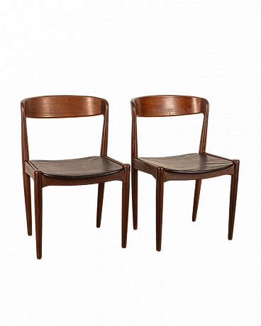 Pair of teak and black leather chairs by Arne Hovmand Olsen, 1950s