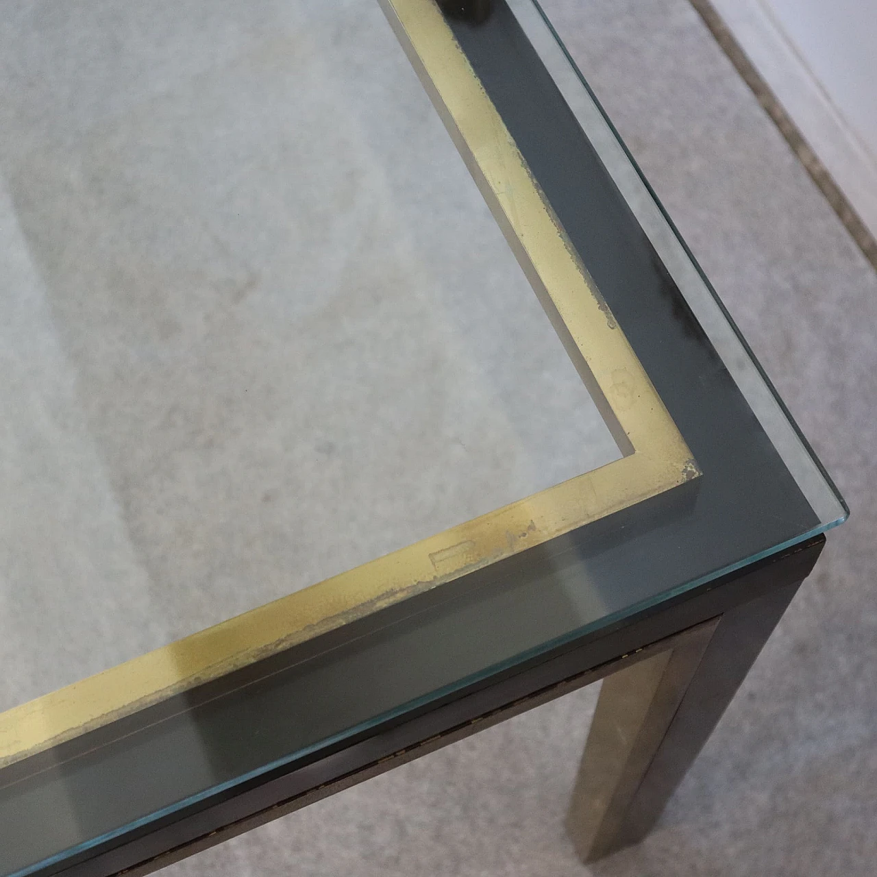 Brass, steel and glass table by Romeo Rega, 1970s 2