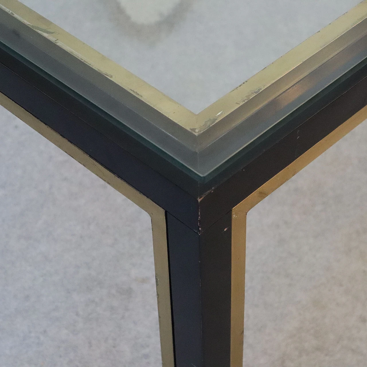 Brass, steel and glass table by Romeo Rega, 1970s 3