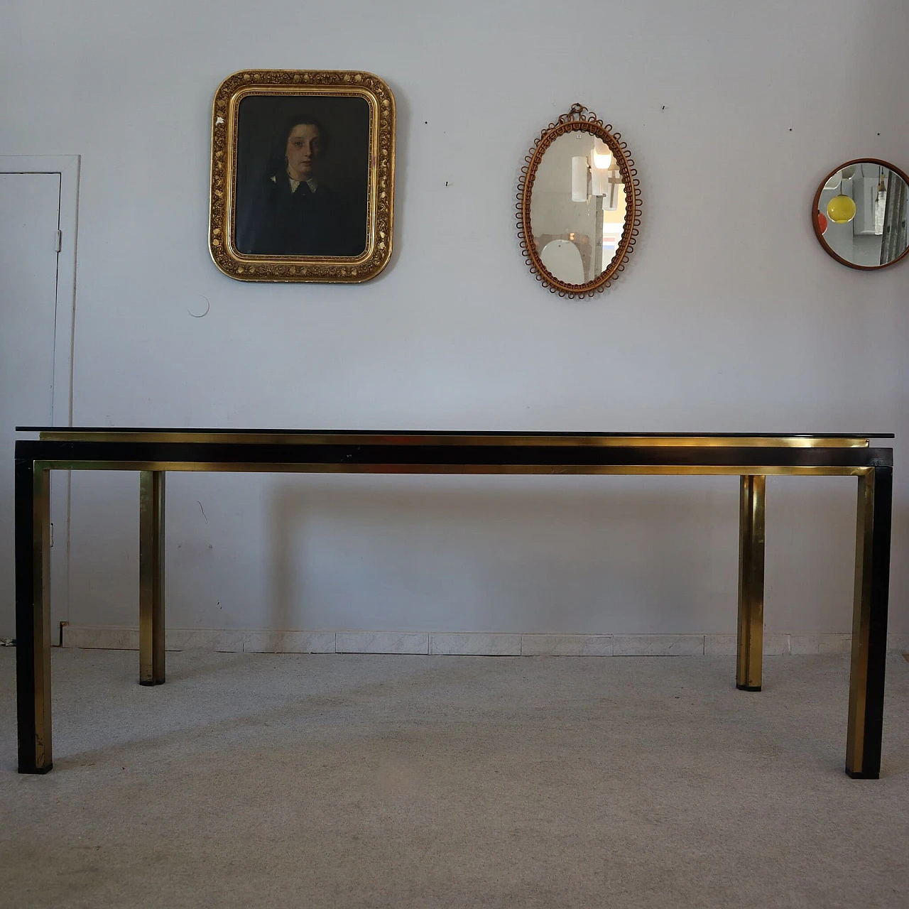 Brass, steel and glass table by Romeo Rega, 1970s 4