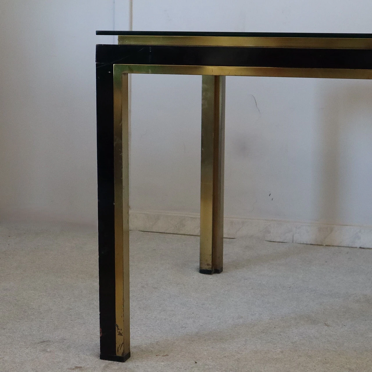 Brass, steel and glass table by Romeo Rega, 1970s 5