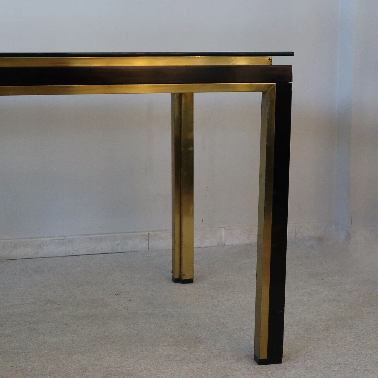 Brass, steel and glass table by Romeo Rega, 1970s 6